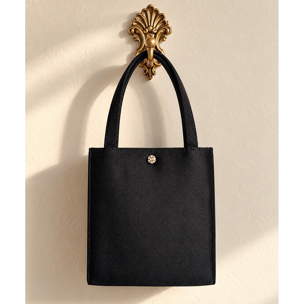 Kate Spade Black Satin Rhinestone Vintage Y2K Mini Top Handle Bag Women OS Small